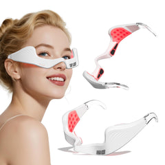 CAIREG under-eye red light glasses with 630nm light for refreshing eye area.