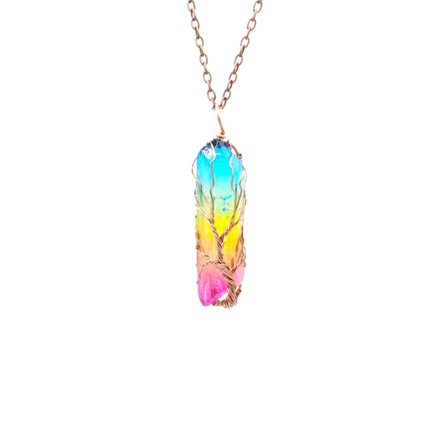 Caiyao Tree of Life pendant with natural quartz promotes balance and positive energy.