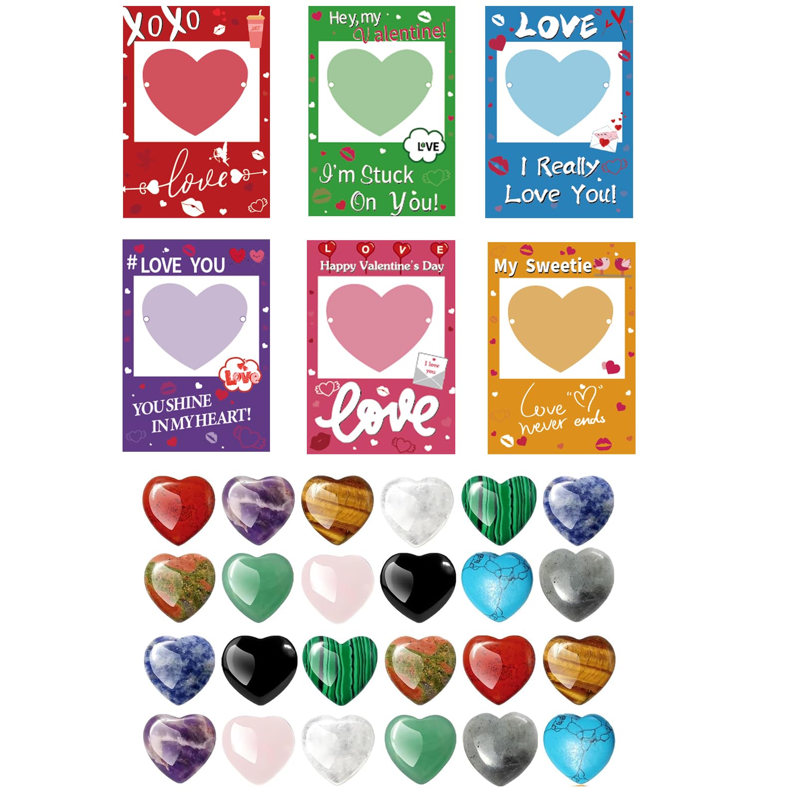 CAKKA Valentines heart-shaped crystal gemstone perfect for kids classroom exchanges and party favors