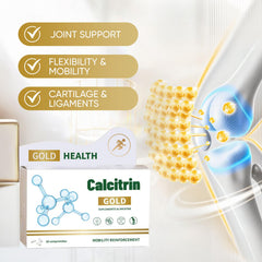 CALCITRIN GOLD tablets close-up highlights joint-nourishing ingredients for mobility.