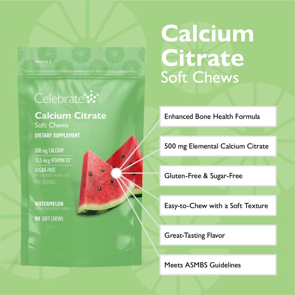 Calcium citrate soft chews close-up highlighting bioavailability and easy chewing