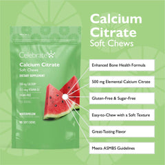 Calcium citrate soft chews close-up highlighting bioavailability and easy chewing