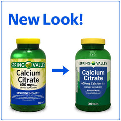 Close-up of Calcium Citrate Supplement 600 mg tablets ready for daily use.