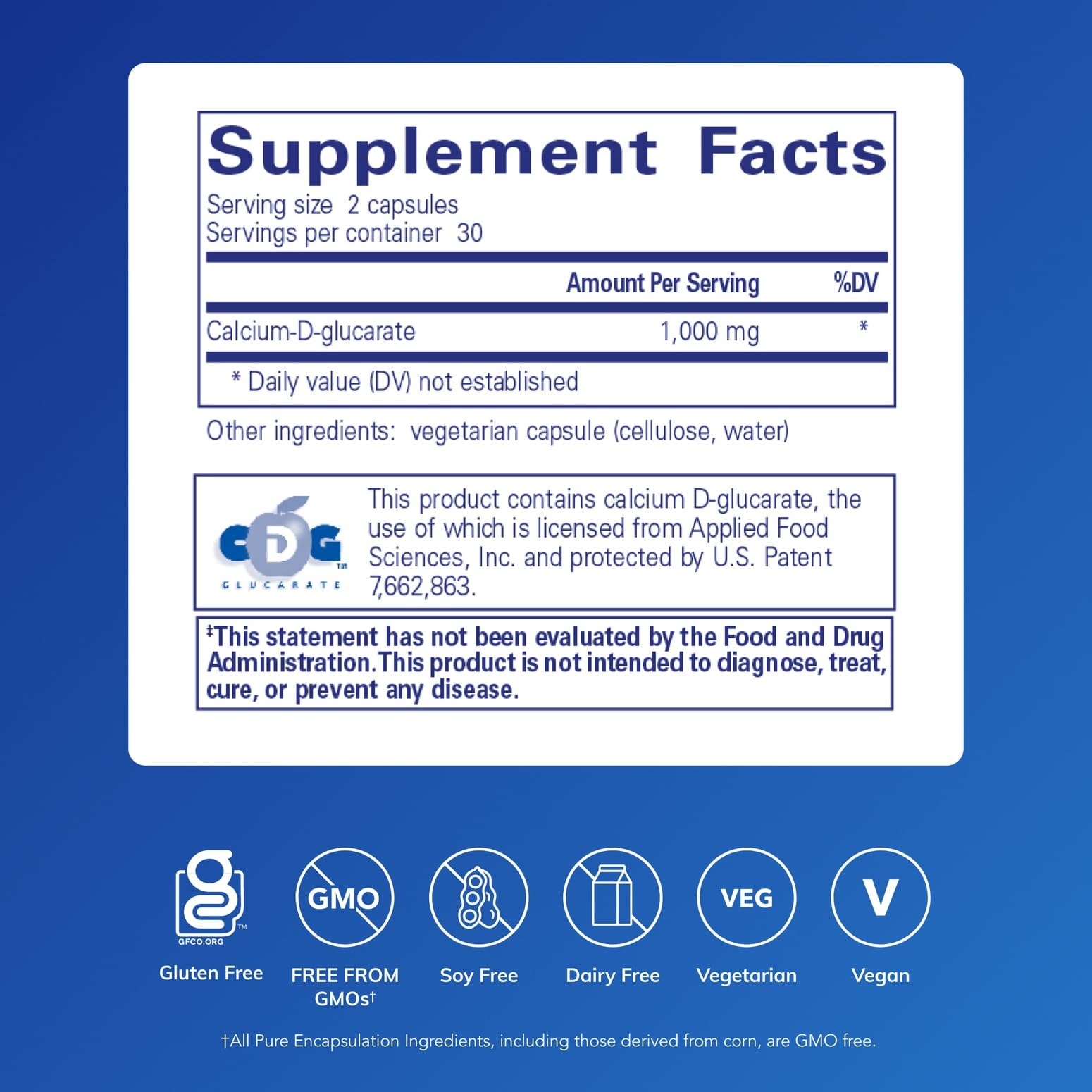 Calcium-D-Glucarate capsules close-up from Pure Encapsulations, showcasing premium purity.