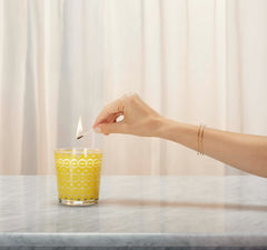 Caldrea Sea Salt Neroli candle glass pattern shot for stylish home decor.