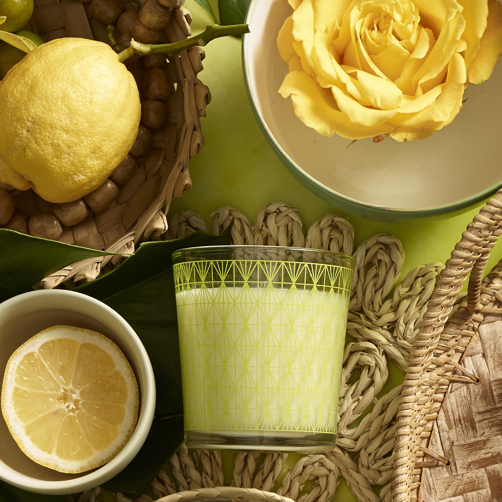 Caldrea Sea Salt Neroli candle wax base shows vegetable and beeswax blend.