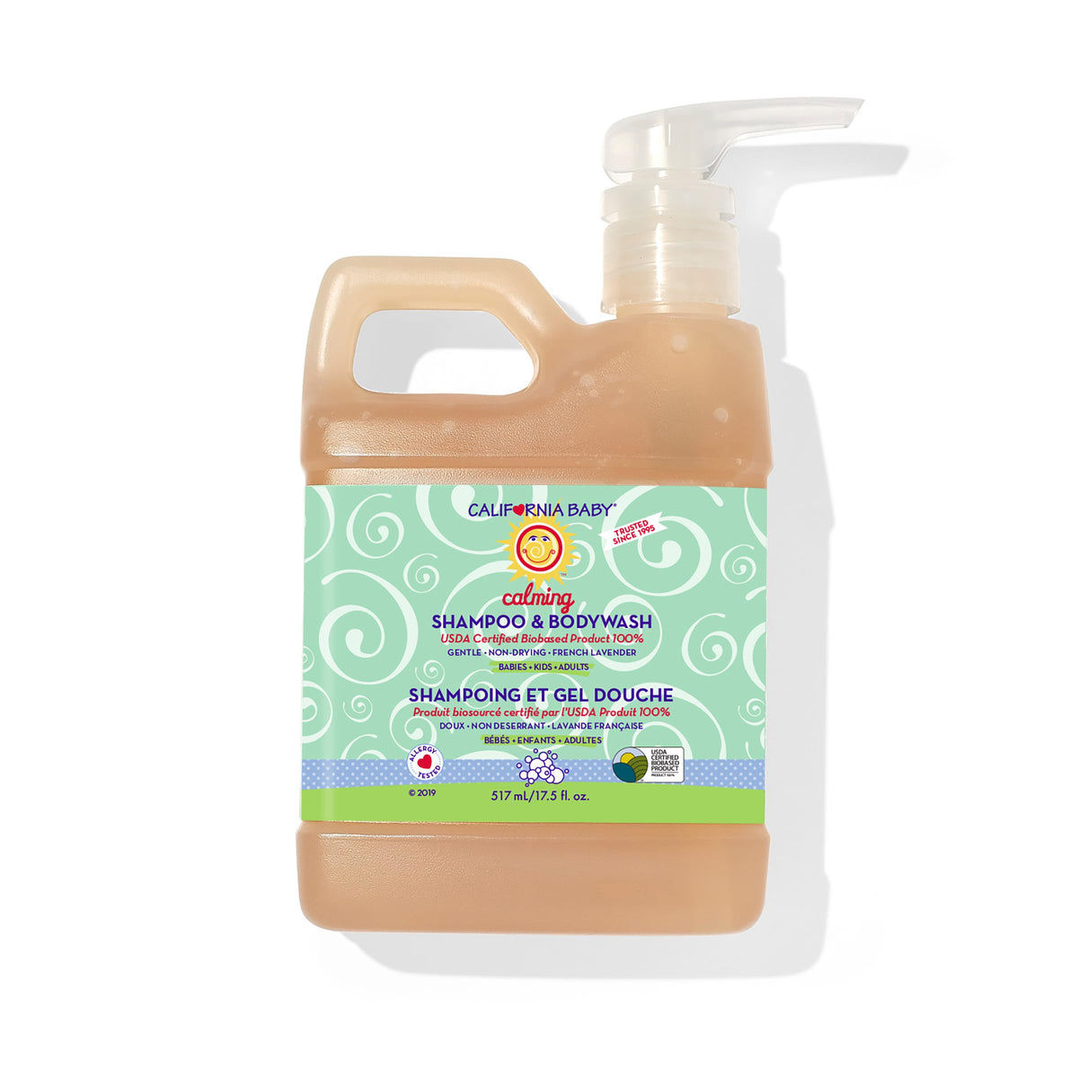 California Baby Calming Shampoo bottle with lavender label for gentle cleansing