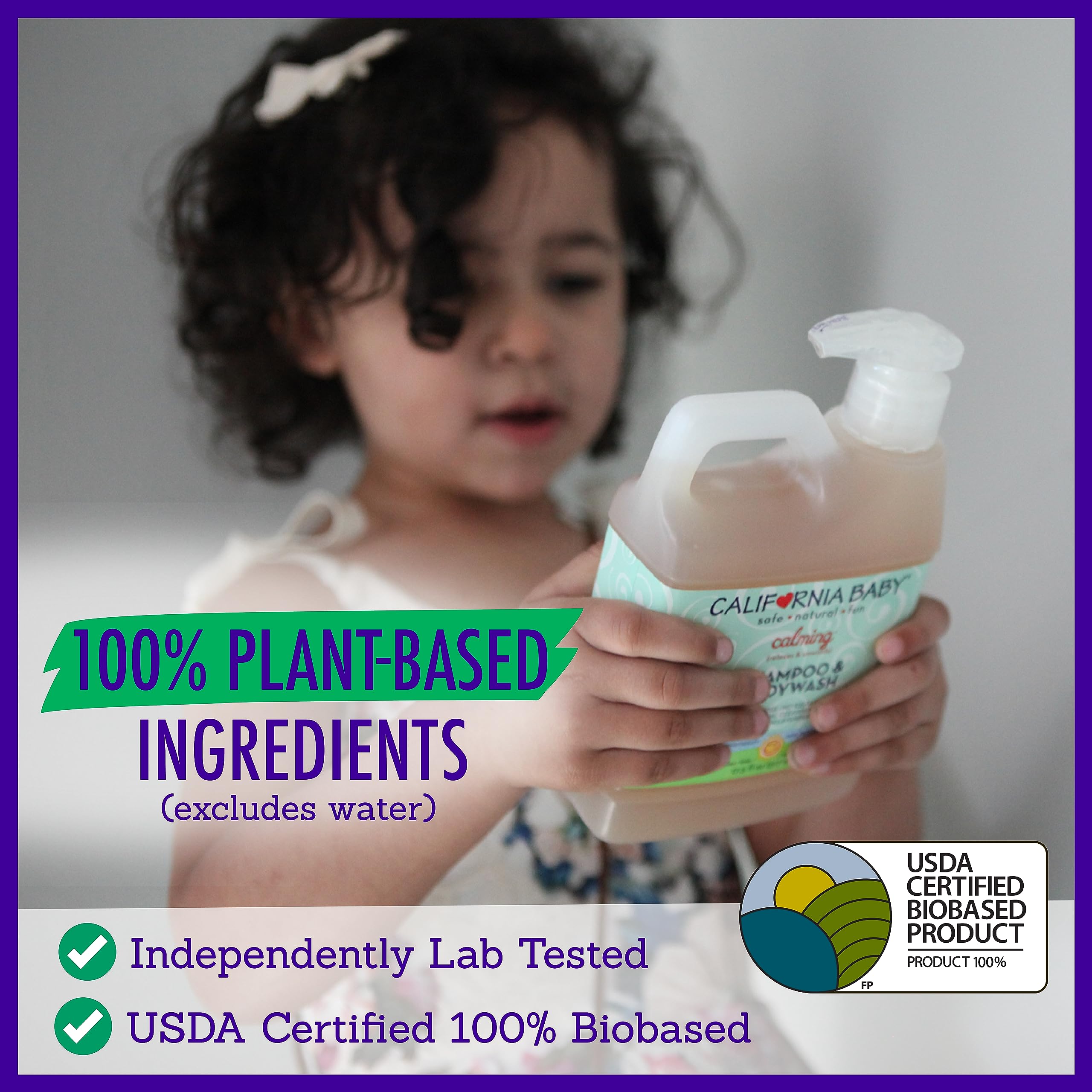 California Baby Calming Shampoo essential oil drops show lavender and clary sage scent