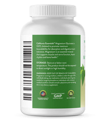 California Essentials Magnesium Glycinate tablets closeup showing small, well tolerated capsules for daily use