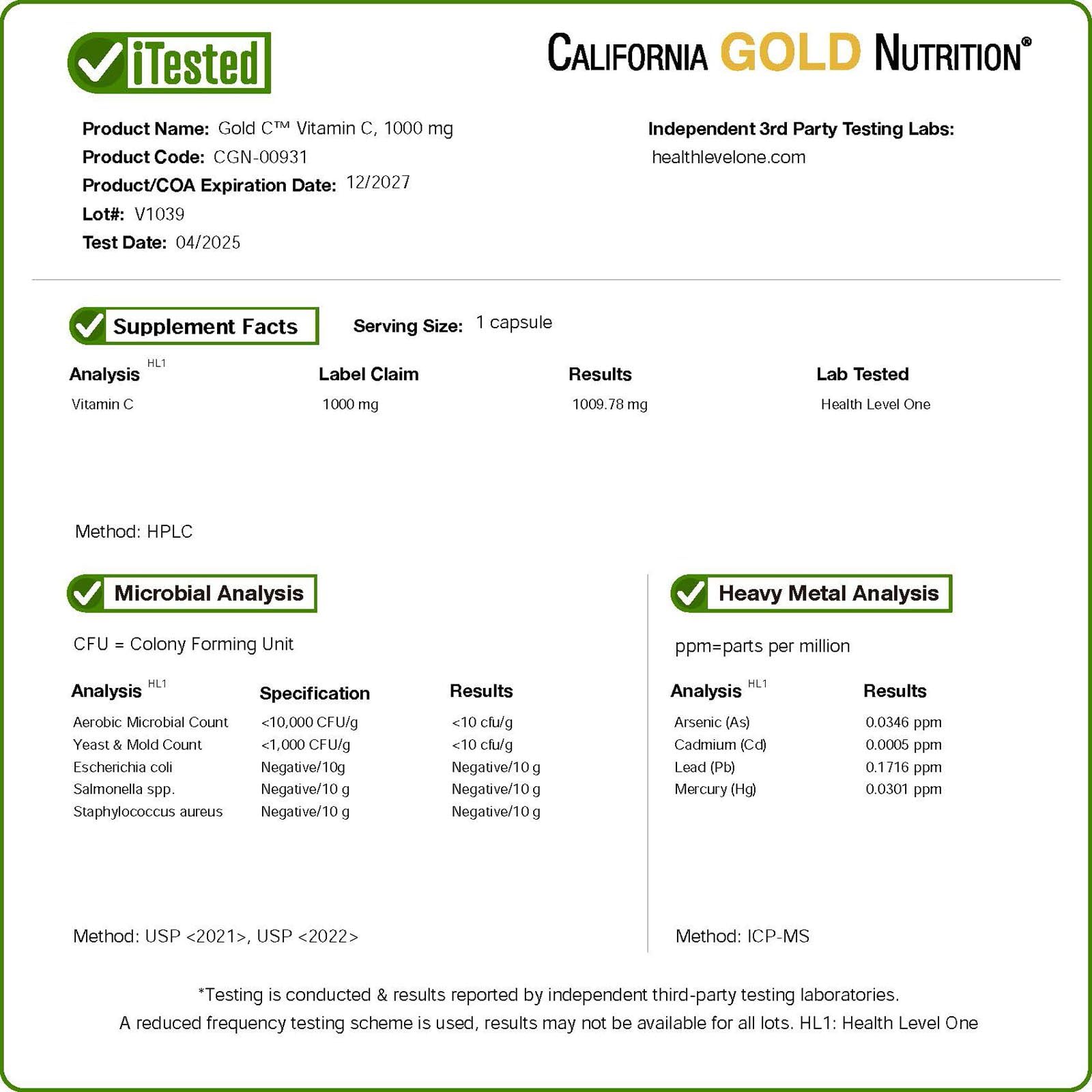 California Gold Nutrition vegan symbol on bottle emphasizes vegan-friendly supplement