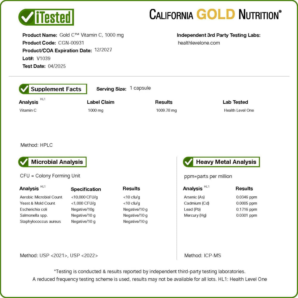 California Gold Nutrition vegan symbol on bottle emphasizes vegan-friendly supplement