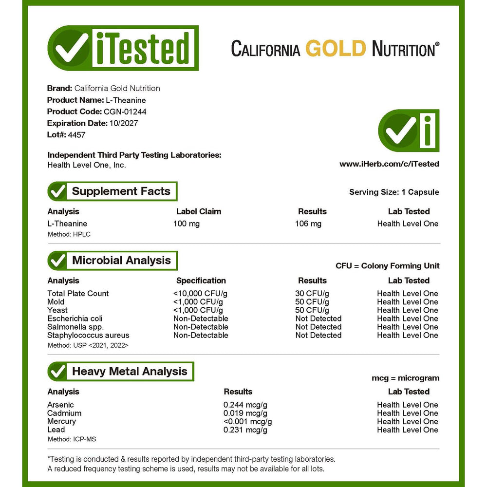 California Gold Nutrition L-Theanine AlphaWave packaging box demonstrates complete product packaging.