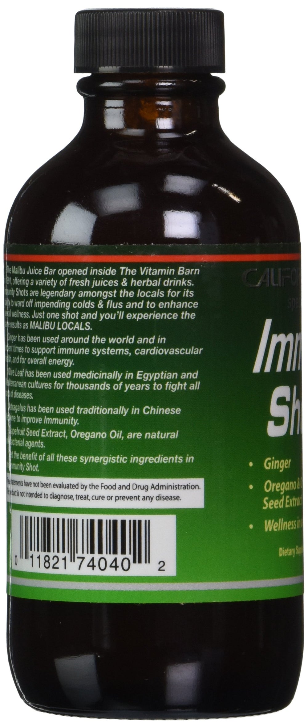 California Natural Immunity Shots energy-boosting blend in a compact bottle