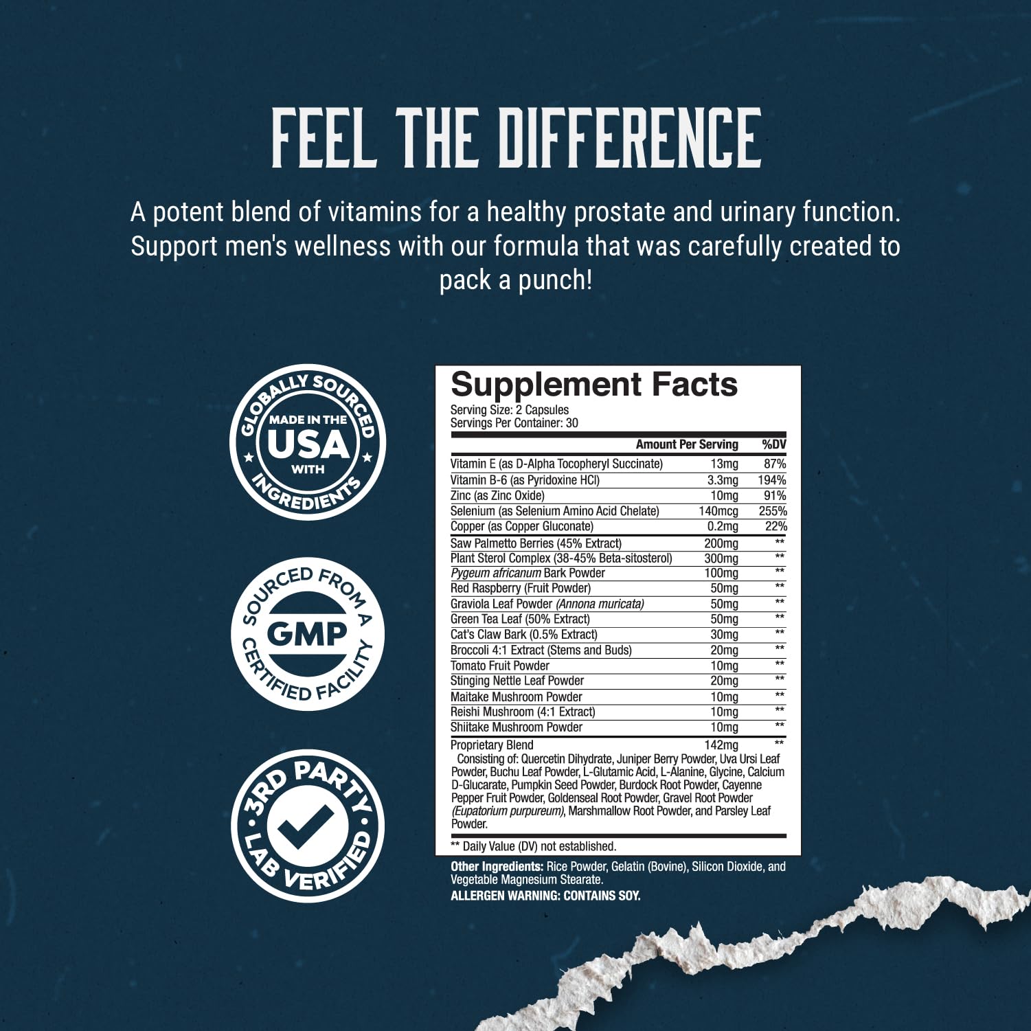 California Products Prostate Support bottle label highlights herbal ingredients