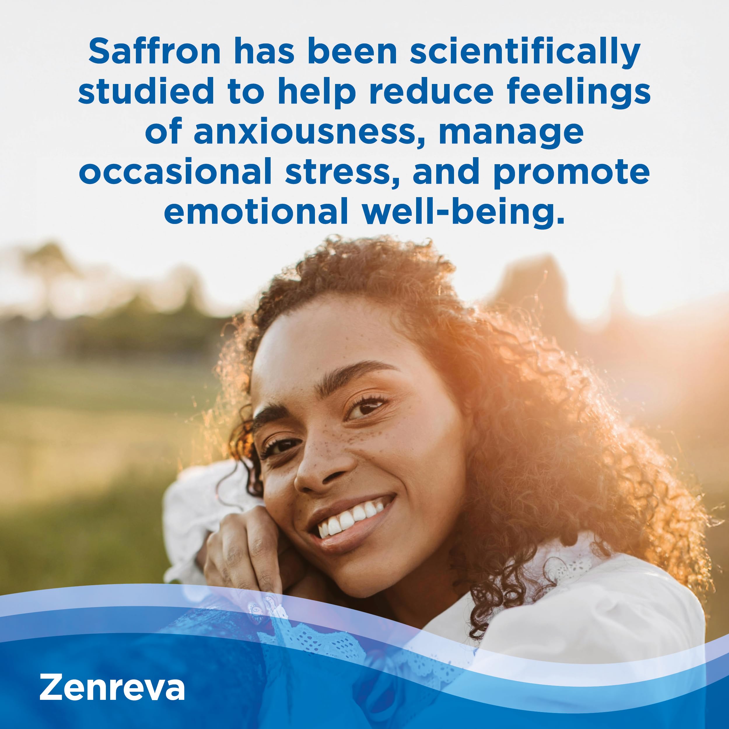 Close-up of Zenreva capsules emphasizes pure saffron extract potency.