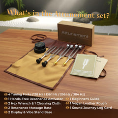 CALMCREST Yin 256Hz tuning fork angled on a mat for muscle release.