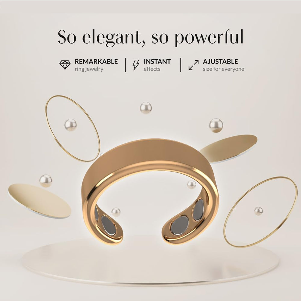 CALMI built-in magnets ring for discreet wearable magnetic field exploration.