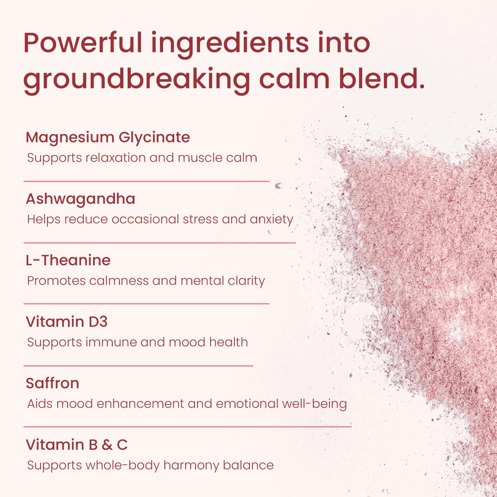 CalmRest ashwagandha saffron L-Theanine bottle highlights mood-supporting ingredients for weekday calm.