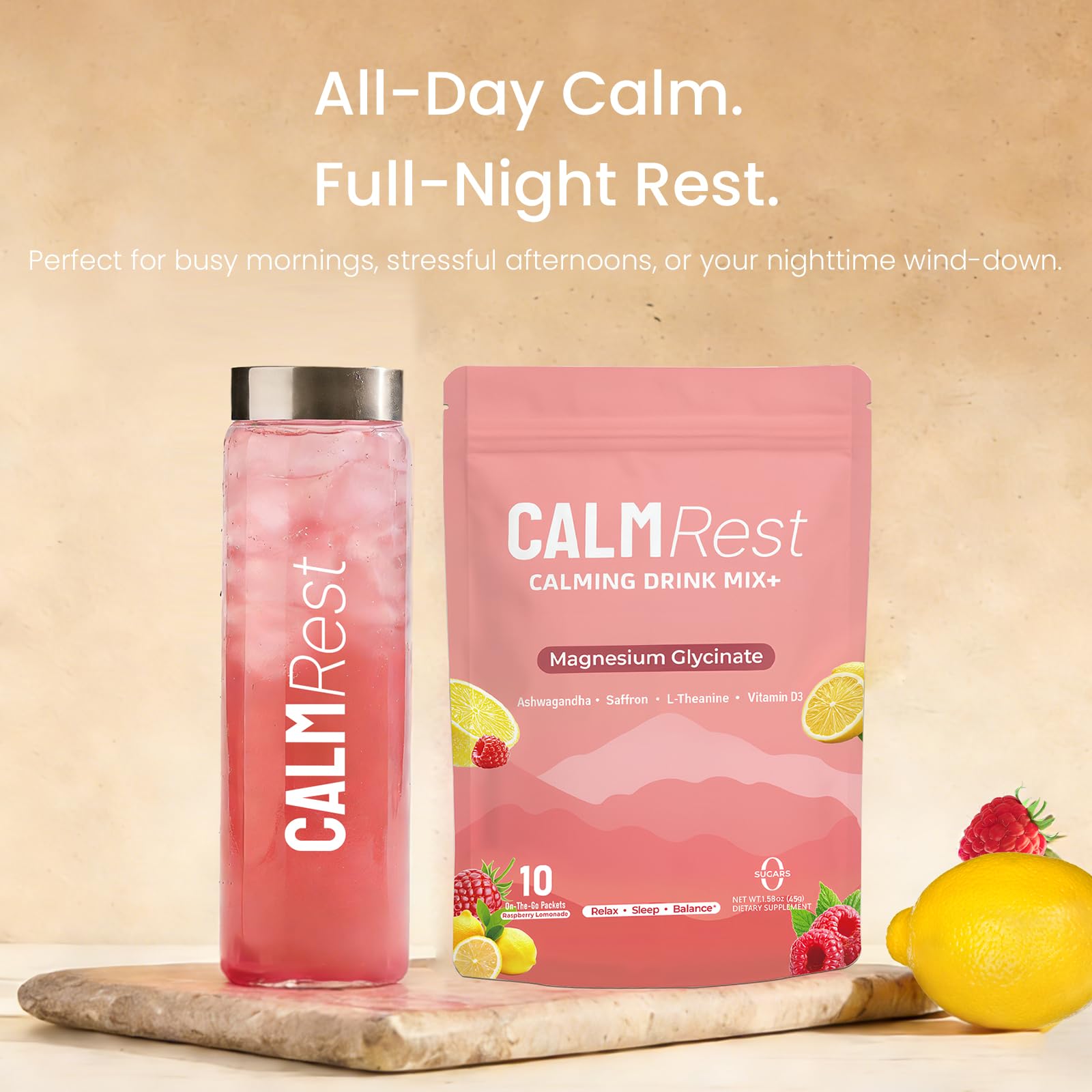 CalmRest no-artificial-fillers label signals pure, clean ingredients for everyday use.