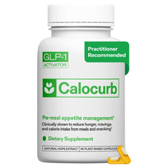 Calocurb bottle front with 90-count packaging supports appetite control