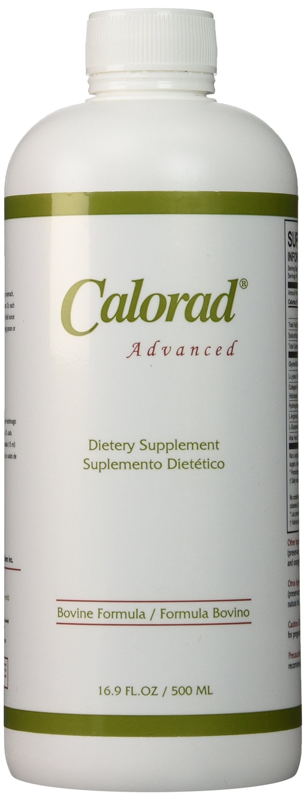 Calorad Advanced bottle front showcases collagen protein for lean muscle support.