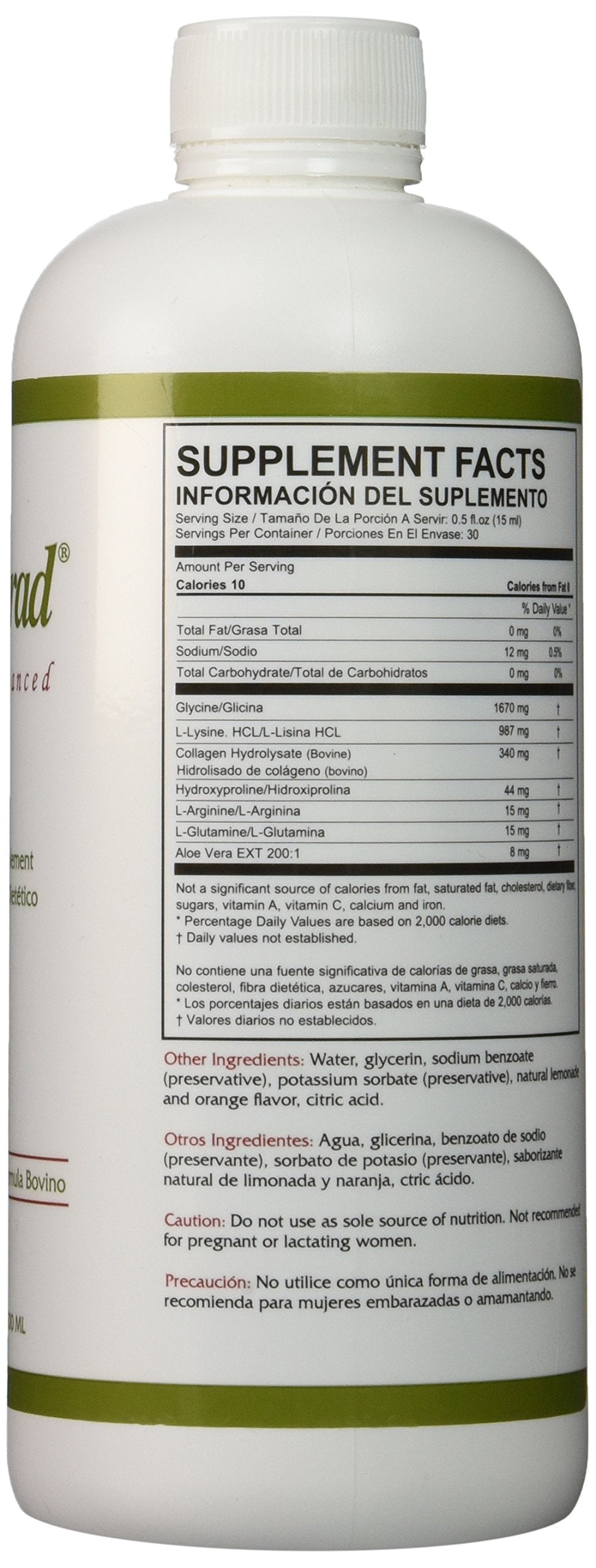 Calorad Advanced bottle label close-up highlights ingredients and quality cues.