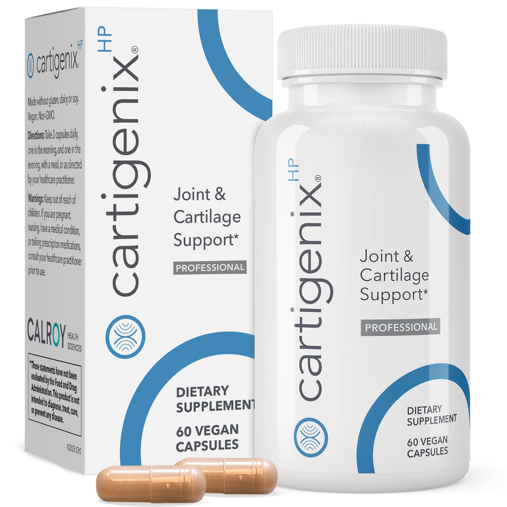 Calroy Cartigenix HP bottle front with label for joint support.