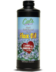 Cal's Flax Oil bottle front showing the premium cold-pressed flaxseed oil