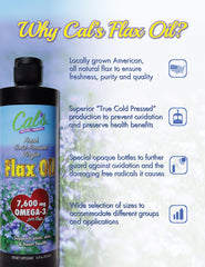 Cal's Flax Oil opaque bottle protecting freshness from light and air