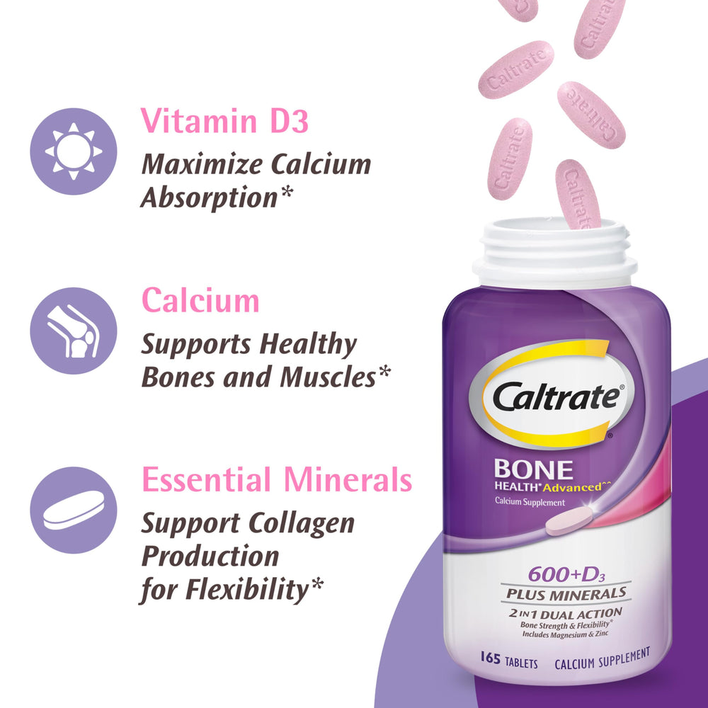 Caltrate 20 mcg vitamin D3 per tablet emphasizes absorption support
