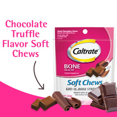 Caltrate 600+D3 Soft Chews chocolate truffle close-up showing delicious flavor