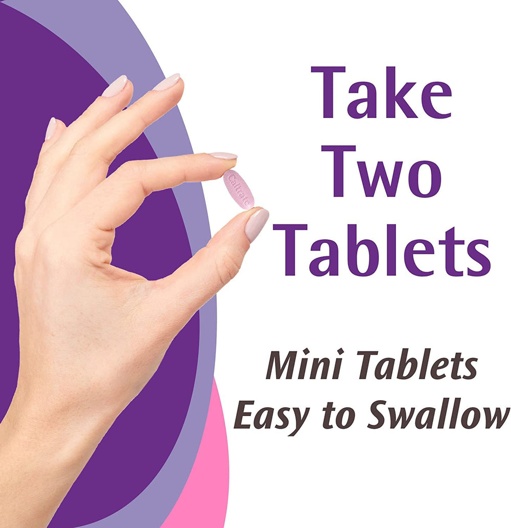 Caltrate Minis Label D3 Minerals — vitamin D3 and minerals listed for absorption potential.