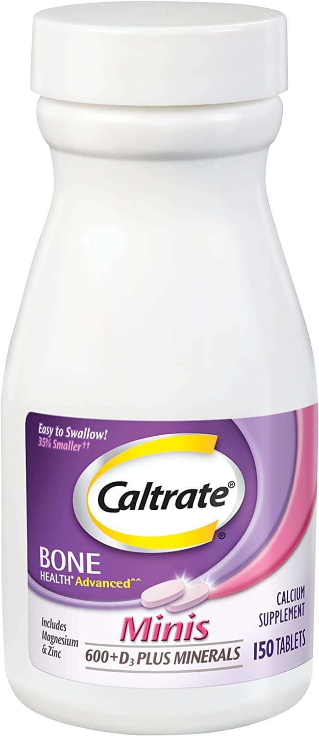 Caltrate Minis Pack Back Info — two retail packages with detailed product info.