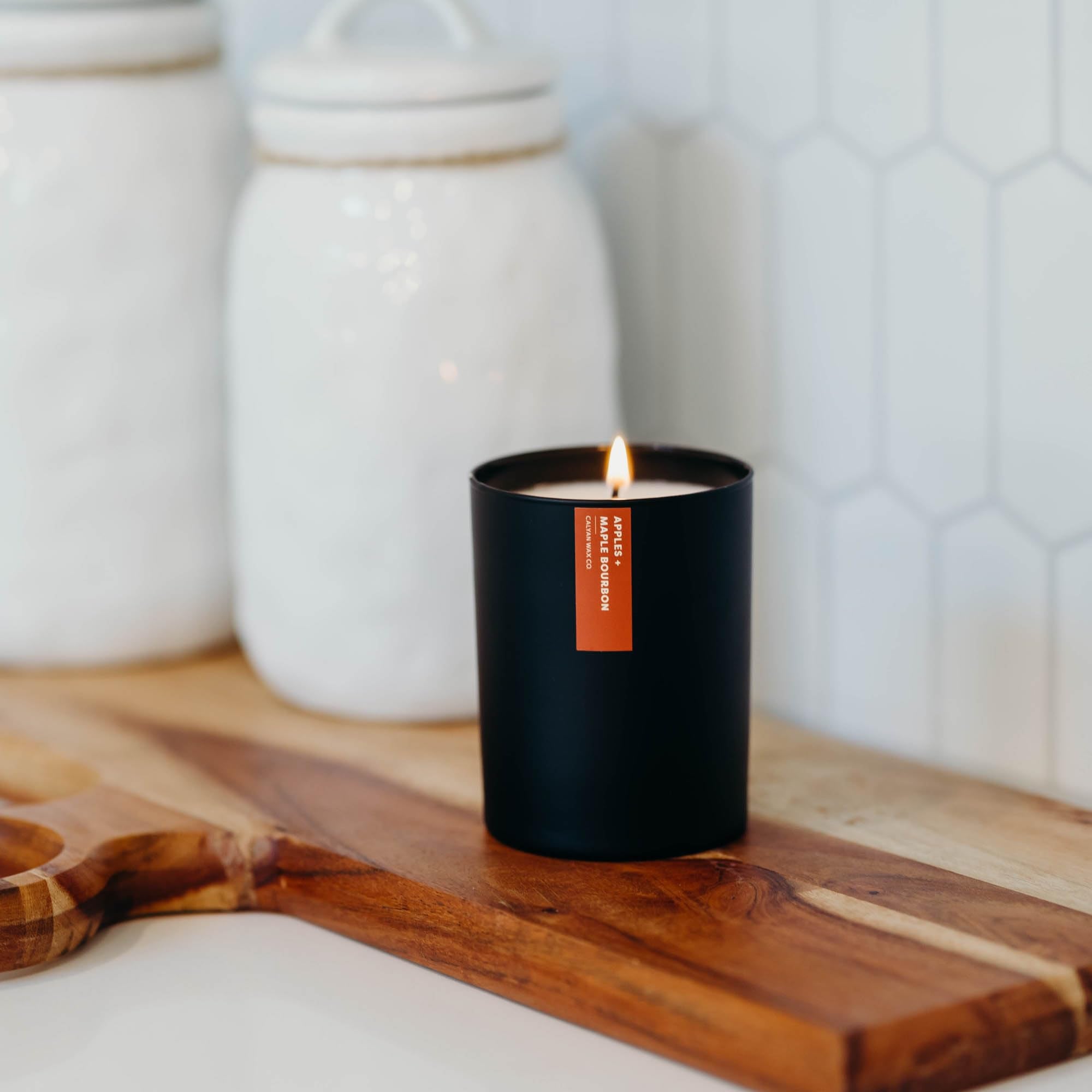 Calyan Wax Co. vegan, cruelty-free candle shown in a minimalist black jar.