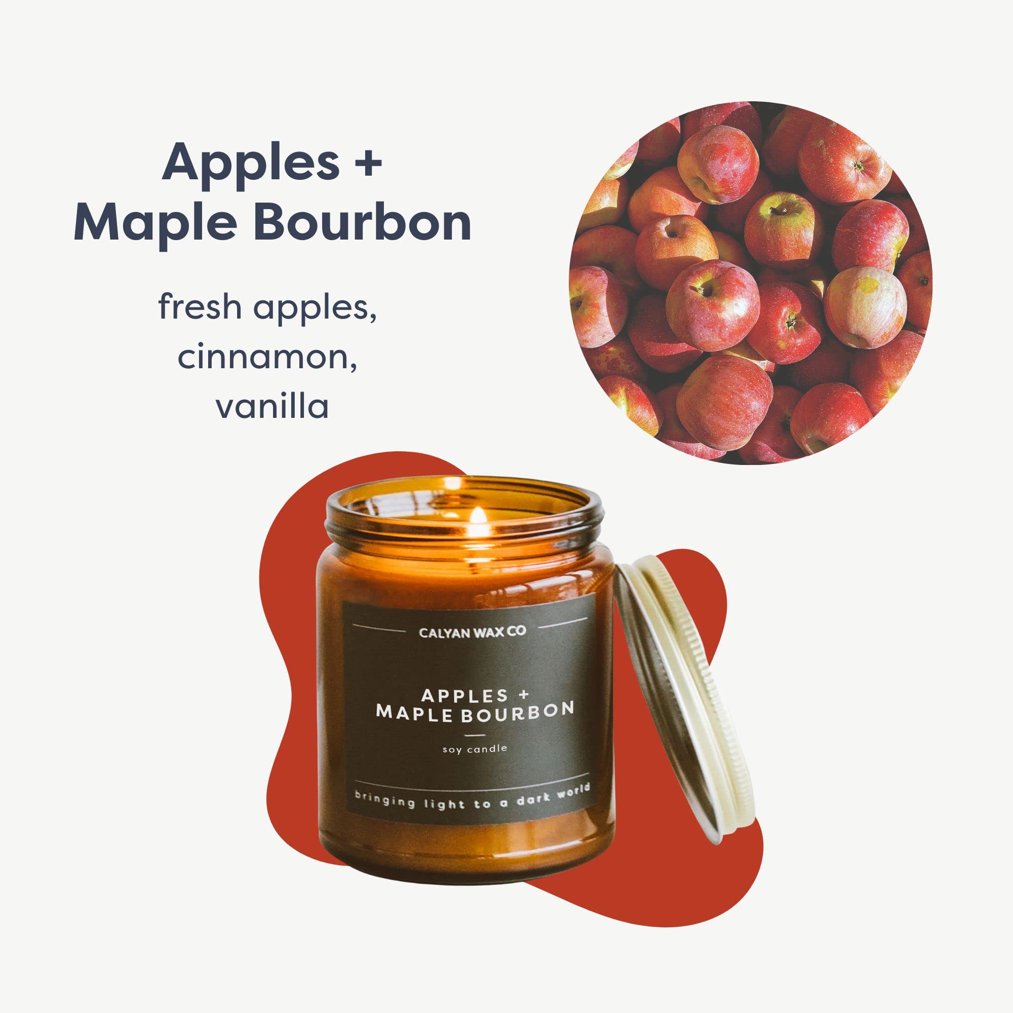 Closeup of Calyan Wax Co. Apples & Maple Bourbon wick for clean, even burn.