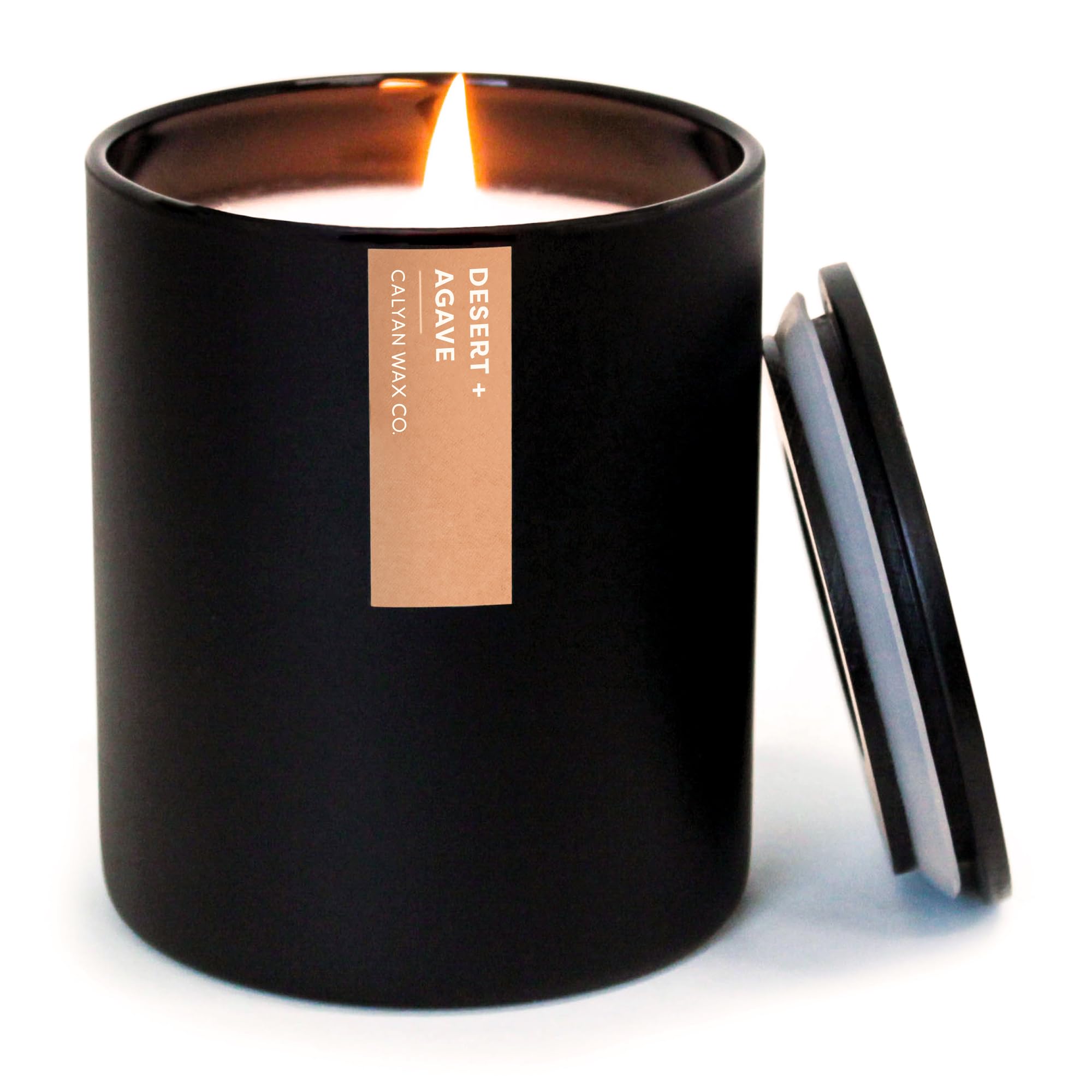 Calyan Wax Co. Desert & Agave candle closeup with inviting fragrance.