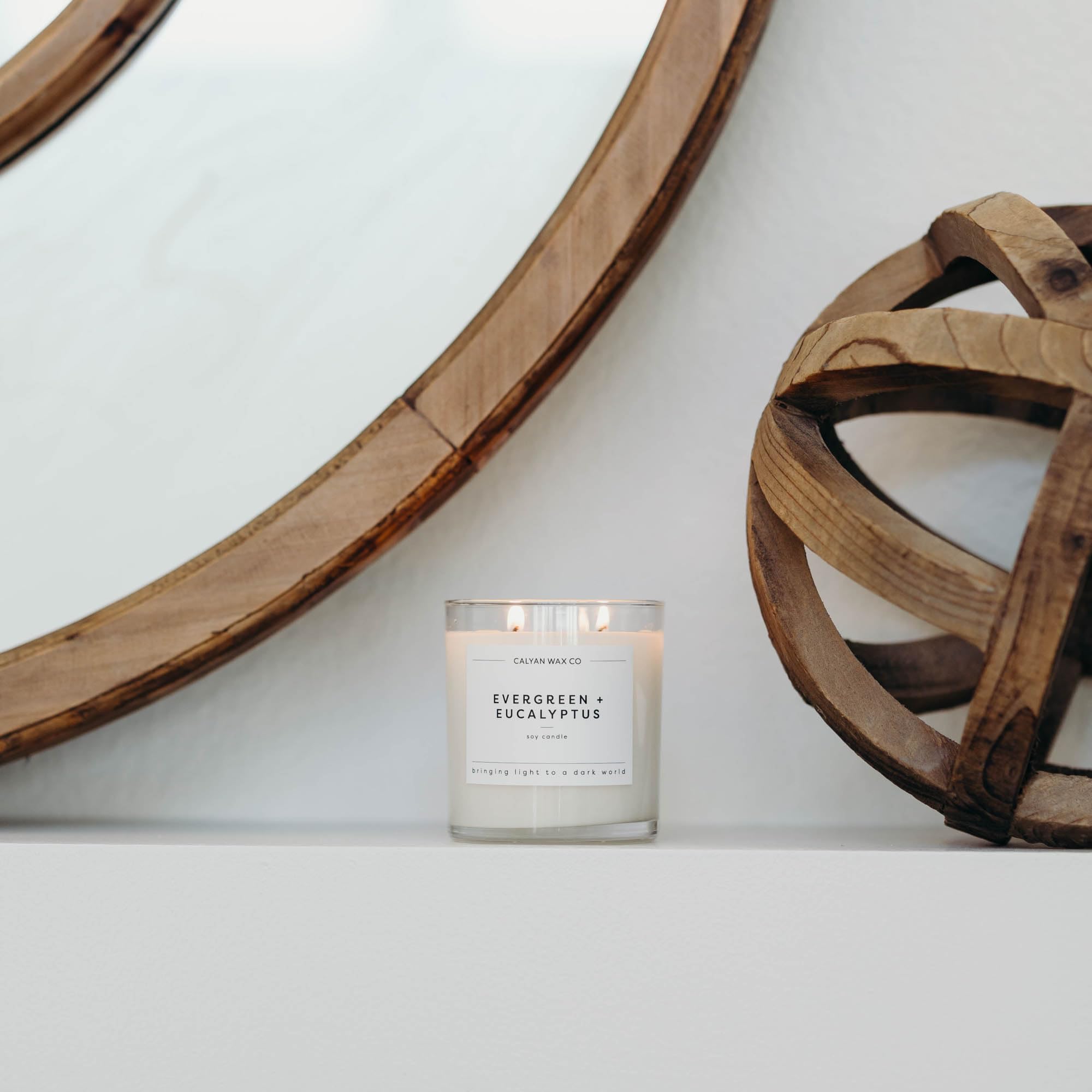 Calyan Wax Co. large glass jar candle emits clean fragrance in any room.