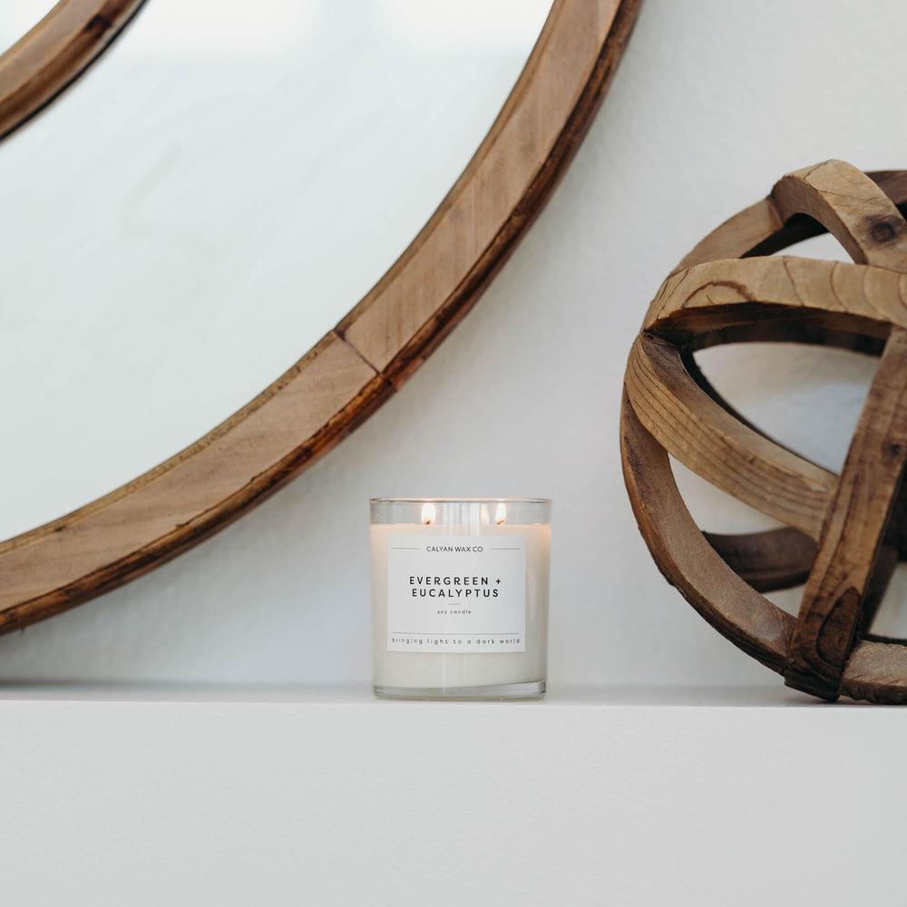 Calyan Wax Co. large glass jar candle emits clean fragrance in any room.