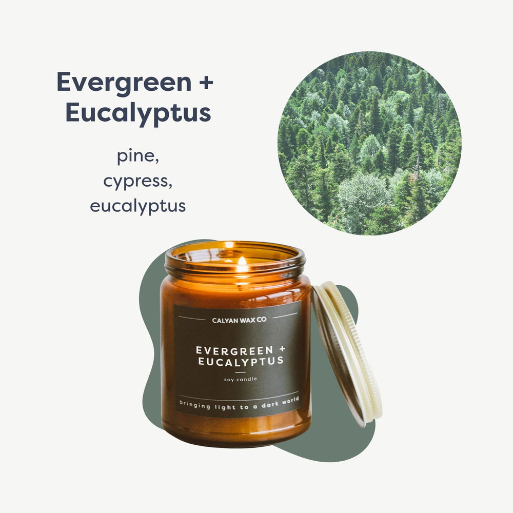 Calyan Wax Co Evergreen Eucalyptus close-up on natural soy wax