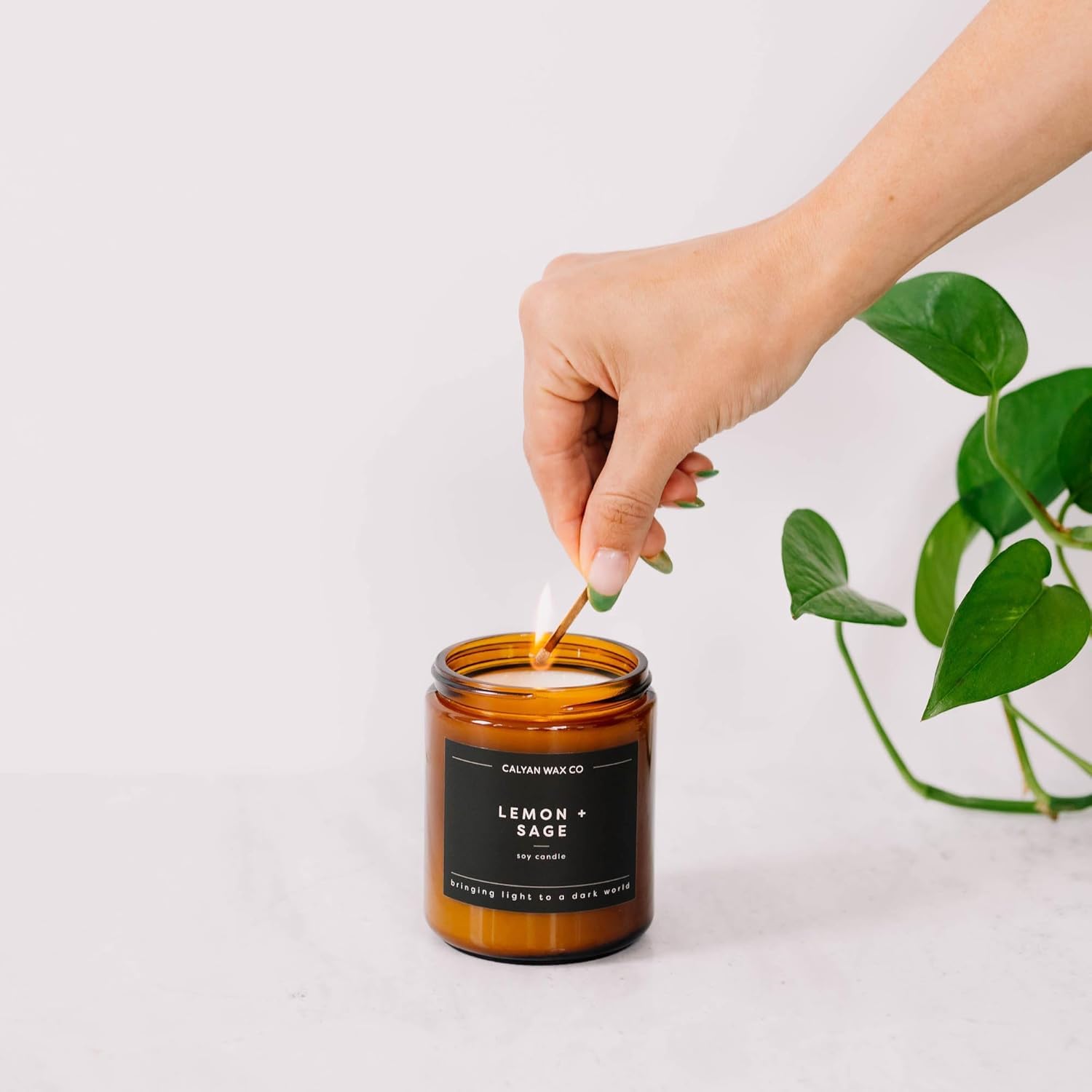 Calyan Wax Co product tag emphasizes vegan cruelty-free paraffin-free ingredients