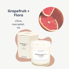 Calyan Wax Co Grapefruit Flora 2-wick jar shows clean burn and long-lasting fragrance.