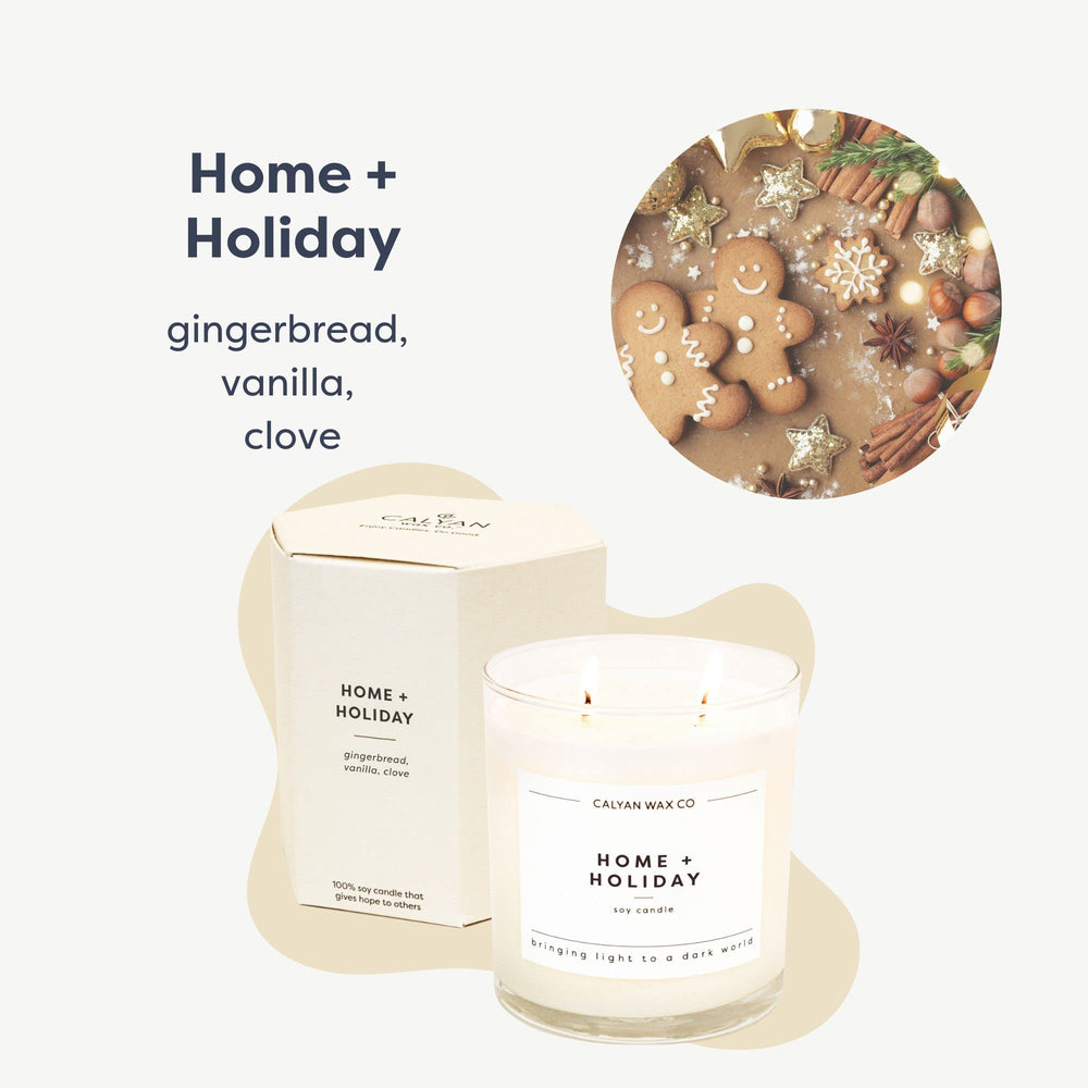 Calyan Wax Co. candle glows to brighten a cozy room with refined scent.