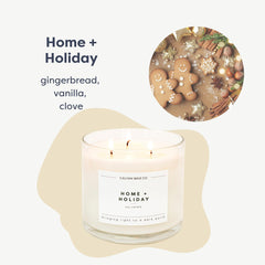 Calyan Wax Co. Home Holiday 3-wick candle jar front view in living room