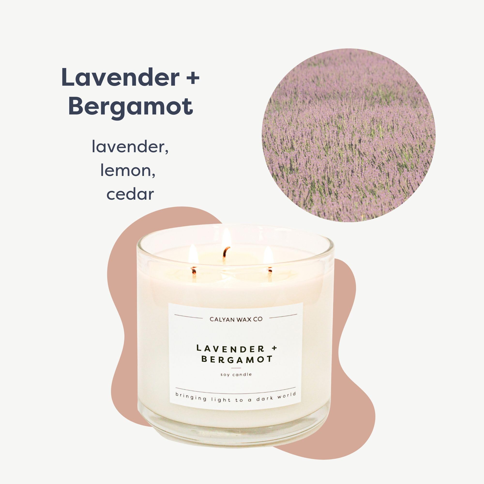 Calyan Wax Co Lavender Bergamot closeup highlighting scent profile