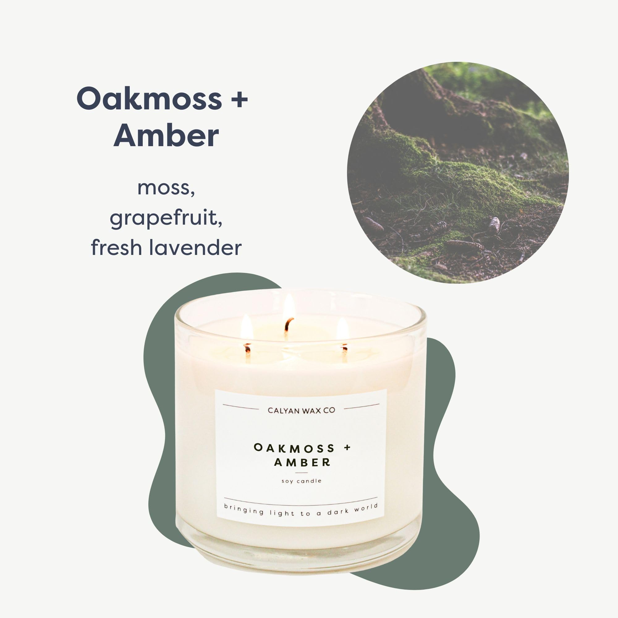Calyan Wax Co Oakmoss Amber wax close-up shows rich soy texture and crafted quality