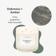 Calyan Wax Co Oakmoss Amber wax close-up shows rich soy texture and crafted quality