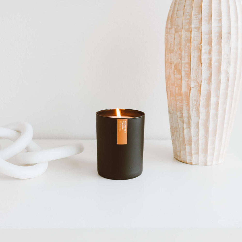 Calyan Wax Co. Redwood & Vanilla candle US-made and responsibly crafted.