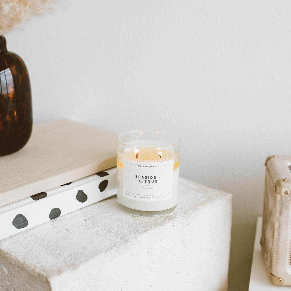 Calyan Wax Co recyclable glass jar for minimalist luxury.