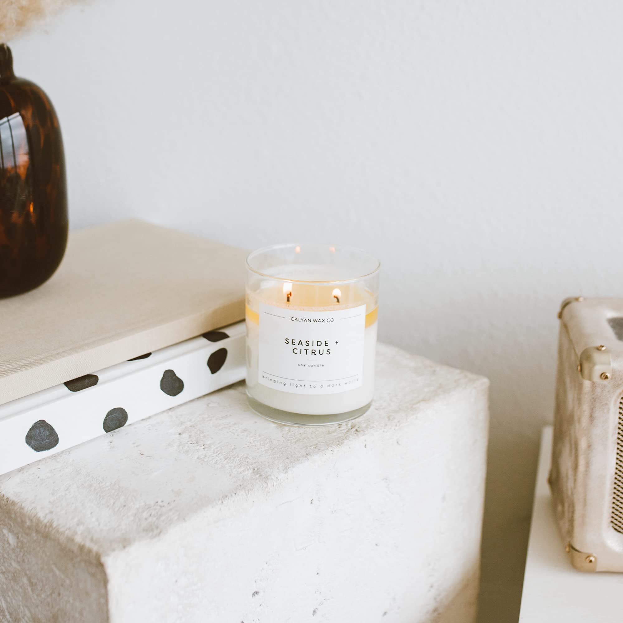 Packaging box for Calyan Wax Co Seaside & Citrus candle ready for gifting.