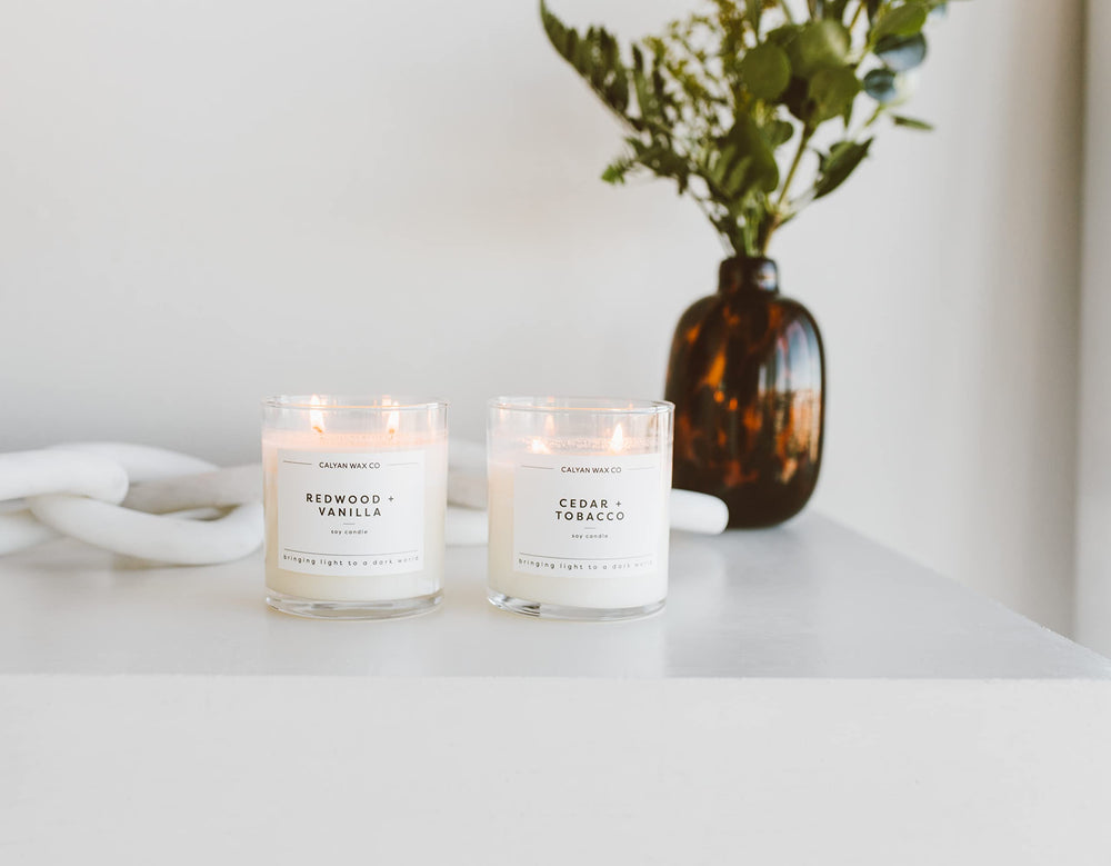 Cedar and pine notes in Calyan Wax Co Smoke and Leather detail